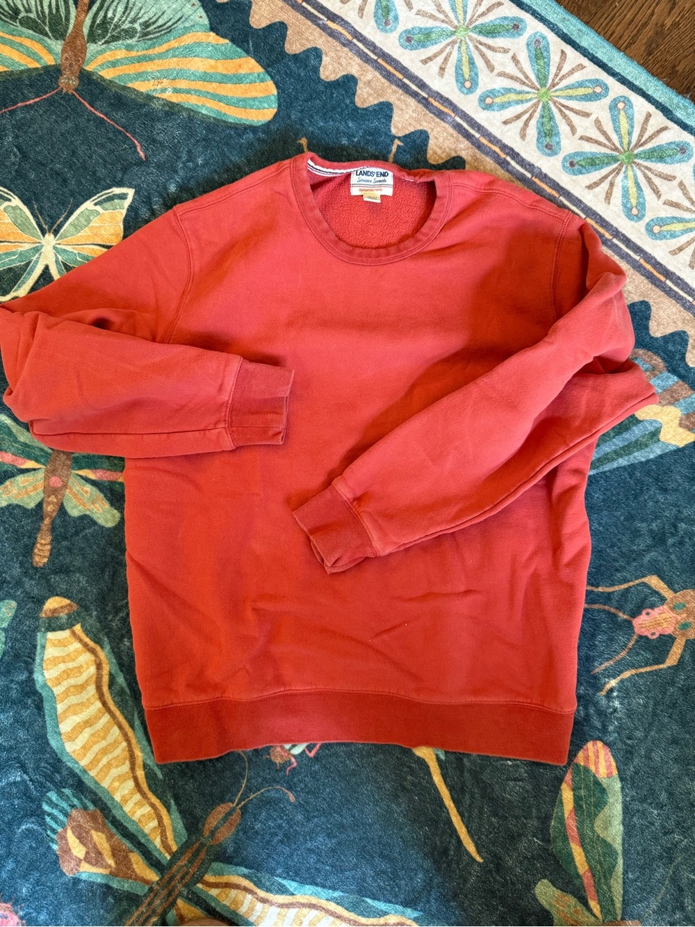 Lands' End Men’s Crewneck Sweatshirt - Brick Red “serious sweats”